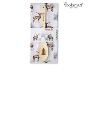 Tea Towel & Spoon Set Xmas Stag