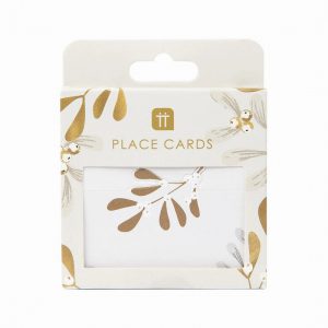 Gold Mistletoe Place Cards – 12 Pack