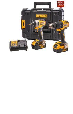 DEWALT Combi Drill & Impact Driver Twin Pack, 1 x 4.0Ah & 1 x 5.