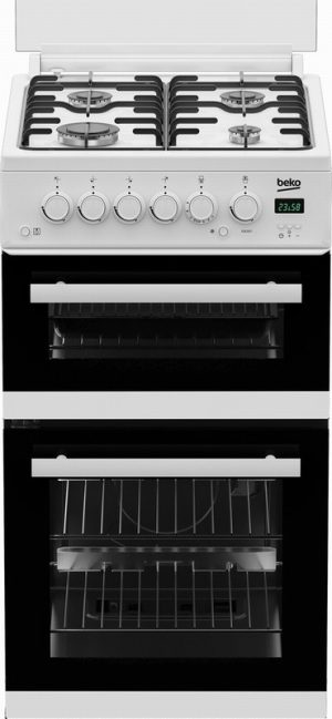 Beko EDG507W 50cm Twin Cavity Gas Cooker with Gas Hob – White