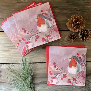 Robin and Red Berries Christmas Card Pack