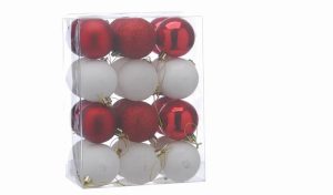 Mix Finish Baubles Red/White x 24 P040969