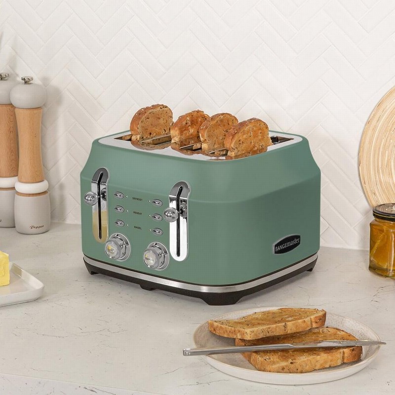 Rangemaster RMCL4S201MG 4 Slice Toaster Mineral Green