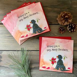 Dachshund and Poinsettia Christmas Card Pack