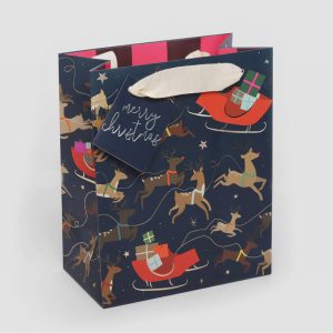 Reindeer & Sleighs Medium Christmas Gift Bag