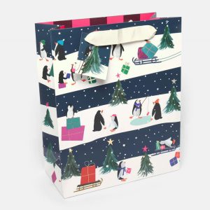 Festive Penguins Large Christmas Gift Bag