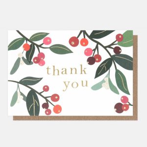 Foliage & Berries Small Thank You Card Pack of 10