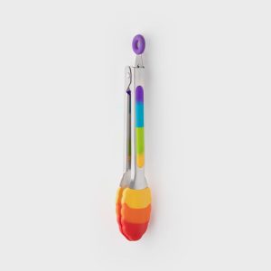 Mini Rainbow Silicone & Stainless Steel Tongs