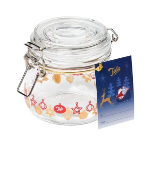 TALA CHRISTMAS 500ML BAUBLE GLASS JAR W S/S CLIP AND SILICONE SE