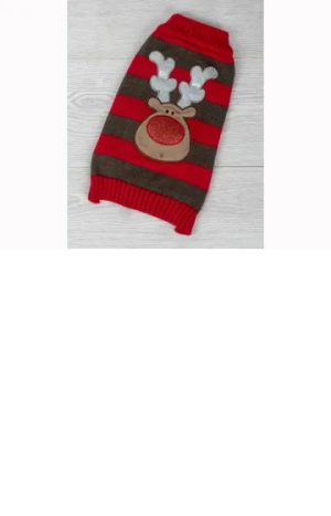 Dog Sweater Reindeer Red/Brown Small