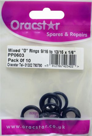 Oracstar Mixed ‘O’ Rings Pack of 10 9/16 to 13/16 x 1/6″