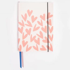 Caroline Gardner Coral Hearts Soft Cover A5 Notebook