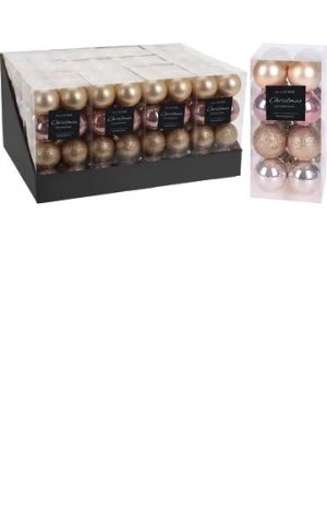 Xmas Baubles Rose Gold Assorted x16
