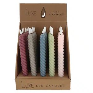 Luxe LED spiral Candles – Single Assorted Colour
