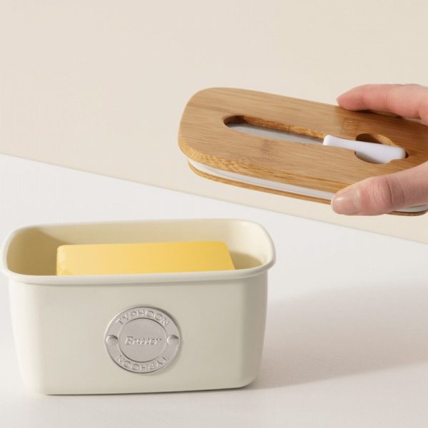 typhoon living cream butter storage & spatula set