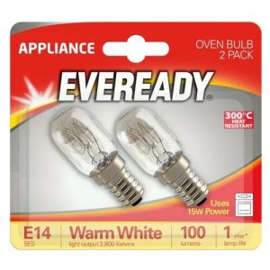 EVREADY S1021 OVEN LAMP 15W SES X2 BLS