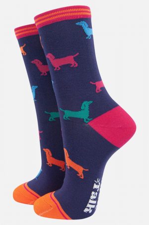 Women’s Dachshund Sausage Dog Bamboo Socks Multicoloured