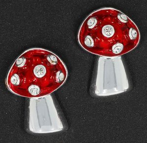 Girls Charming Toadstool Silver Plated Earrings