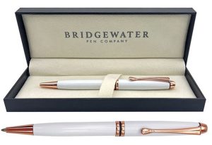 Bridgewater Winchester Gloss White & Rose Gold Ball Pen