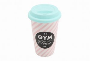 ‘Gym & Tonic’ Ceramic Travel Mug With Silicone Lid