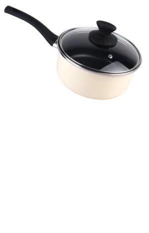 Non-Stick Saucepan + Lid Enamel Steel 18cm Cream