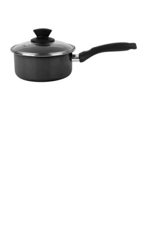 Non-Stick Saucepan + Lid Enamel Steel 14cm Black