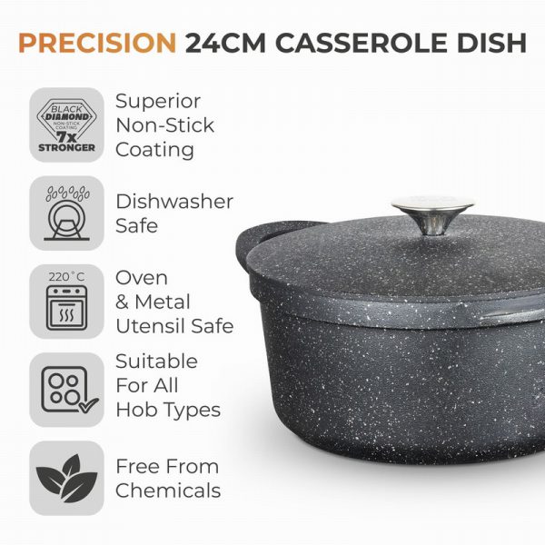 precision 24cm casserole dish with aluminium lid