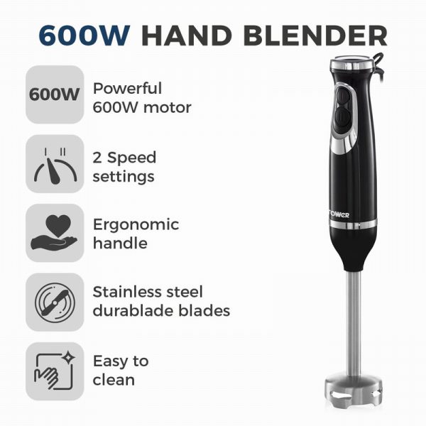 towe 600w hand blender black t12076