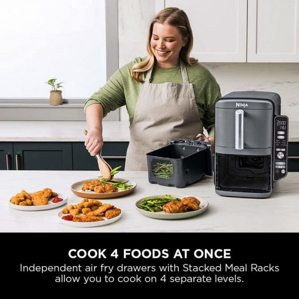 ninja sl400uk double stack xl 2 drawer 9.5l air fryer grey