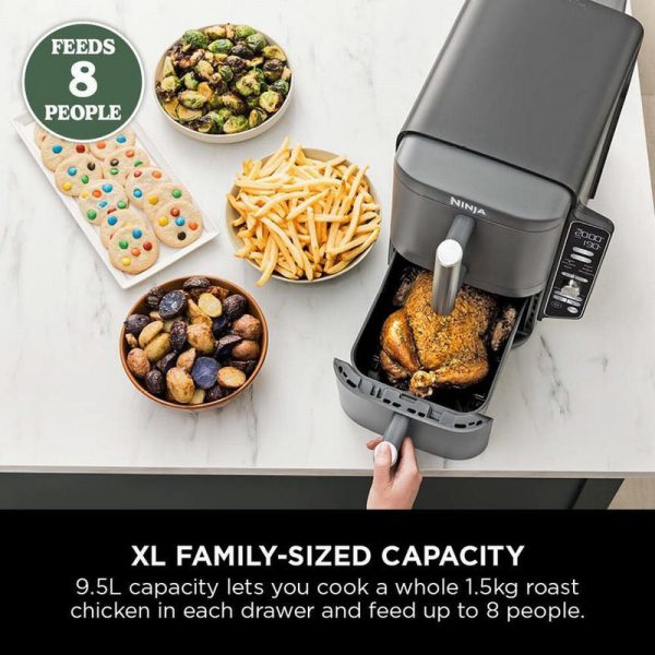 ninja sl400uk double stack xl 2 drawer 9.5l air fryer grey