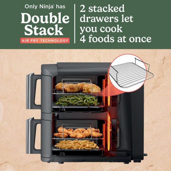 ninja sl400uk double stack xl 2 drawer 9.5l air fryer grey
