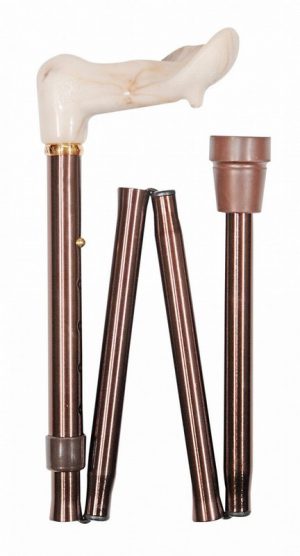 FOLDING ORTHOPAEDIC CANE, COFFEE BROWN, LEFT HAND