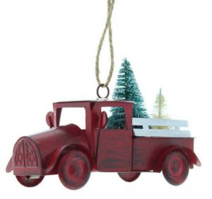 Hanging Decoration Red Truck with Trees