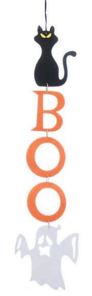 Hanging Cat and Ghost BOO Decoration