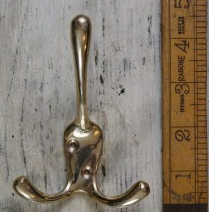 Coat Hook Triple Victorian Solid Brass 4.5? / 115mm