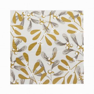 Gold Mistletoe Christmas Recyclable Napkins – 20 Pack