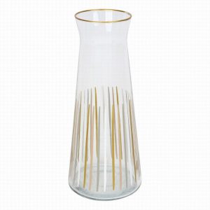 White & Gold Striped Glass Carafe – 25cm