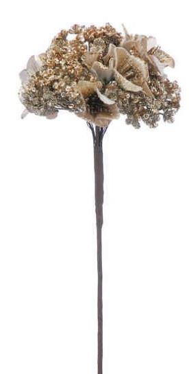 Hydrangea Stem Champagne Gold Glitter 40cm