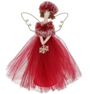 Joyful Fur Fairy Tree Topper Red