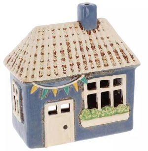 Village Pottery Garden House Blue Tealight