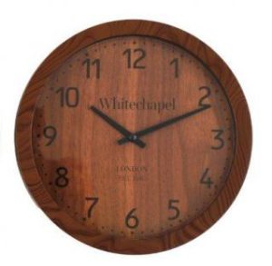 Wood Effect Clock Black Numbers 22cm