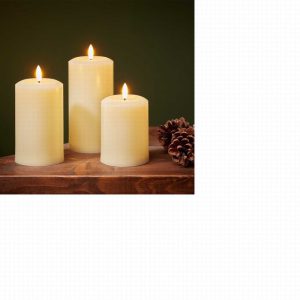 15cm Faux Flame Pillar Candle – Cream