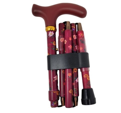 cane folding claret floral plus bag