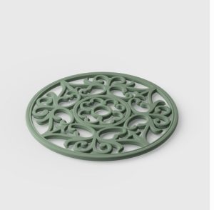 Vintage Round Silicone Trivet & Placemat, Sage