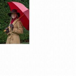 Ladies Umbrella with Burgundy Canopy and Bamboo Handle