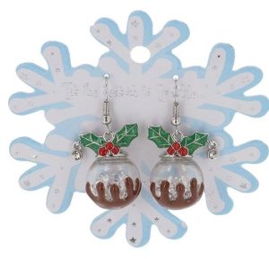 Xmas Novelty Earrings Xmas Pudding