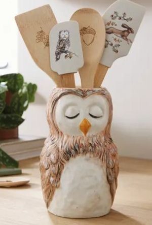 Vase/Utensil Jar Owl Forest Fable