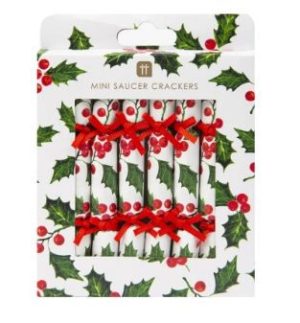 Mini Holly Christmas Crackers – 8 Pack