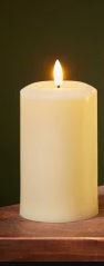 15cm faux flame pillar candle cream