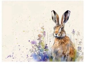 Glass Worktop Saver Meadow Hare